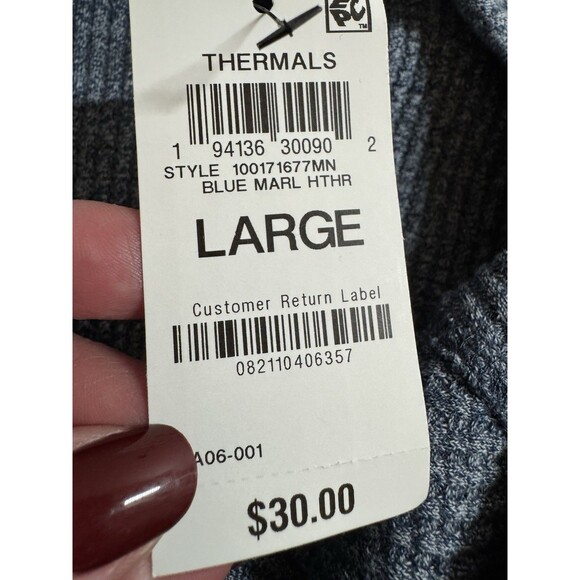 SUN + STONE Shirt Long Sleeve Crew Neck Blue Waffle Thermal Knit Size Large NWT - Picture 5 of 8